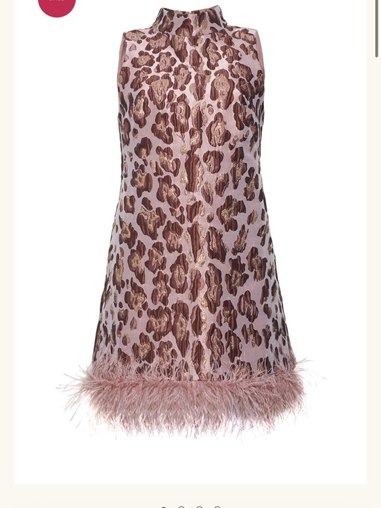 Cara Cara Dresses & Skirts - Cara Cara Pink and Brown Metallic Leopard Feather Hem Shift Dress